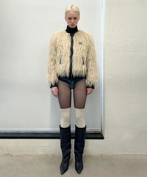 FAUX MONGOLIAN SHEARLING JACKET RAW AS SHOWN