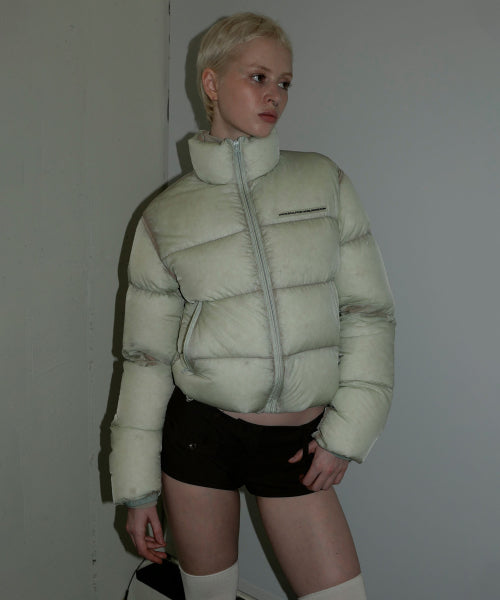 104 SHEER CROPPED PUFFER DOWN - 2 COLORS GREEN