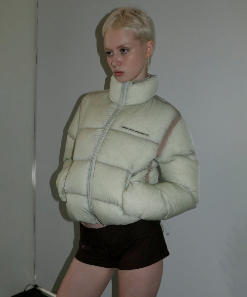 104 SHEER CROPPED PUFFER DOWN - 2 COLORS GREEN