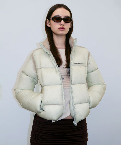 104 SHEER CROPPED PUFFER DOWN - 2 COLORS GREEN
