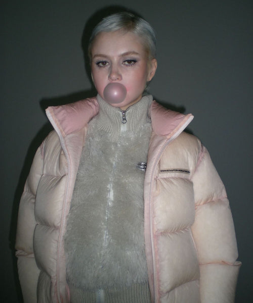 104 SHEER CROPPED PUFFER DOWN - 2 COLORS PINK