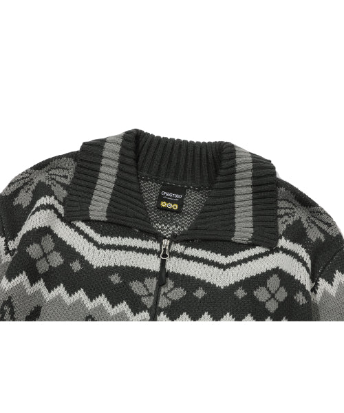 2-WAY BUNNY CROP ZIP-UP KNIT - 2 COLORS CHARCOAL