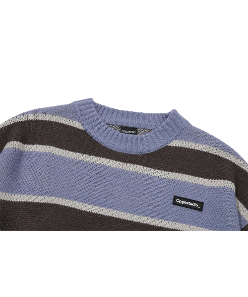 STRIPE WAPPEN KNIT - 2 COLORS LAVENDER