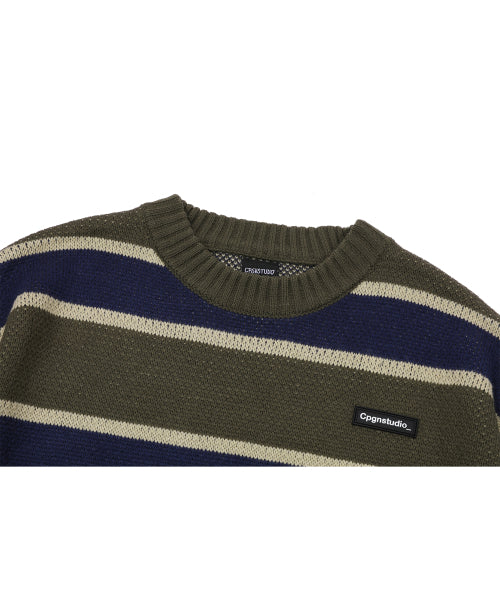 STRIPE WAPPEN KNIT - 2 COLORS NAVY