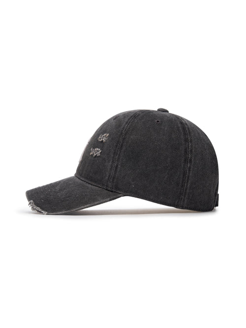 DAMAGE WASHED UNSTRUCTURED BALL CAP LA #KARINA同款! - 6 COLORS CHARCOAL