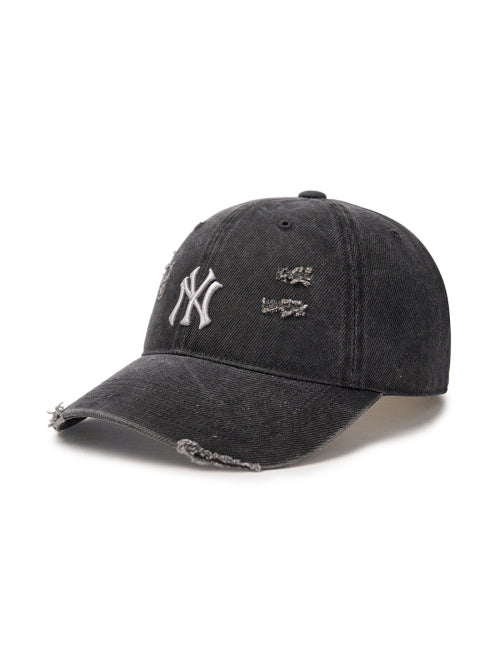 DAMAGE WASHED UNSTRUCTURED BALL CAP NY #KARINA同款! - 6 COLORS CHARCOAL