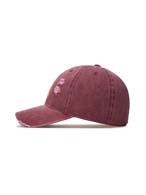 DAMAGE WASHED UNSTRUCTURED BALL CAP LA #KARINA同款! - 6 COLORS BURGUNDY