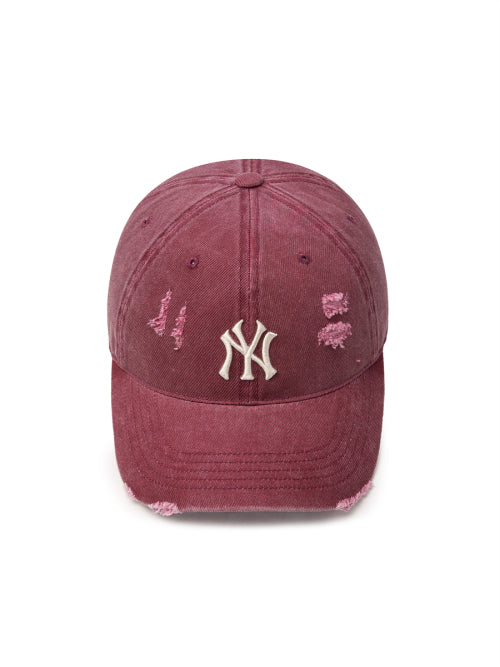 DAMAGE WASHED UNSTRUCTURED BALL CAP LA #KARINA同款! - 6 COLORS BURGUNDY
