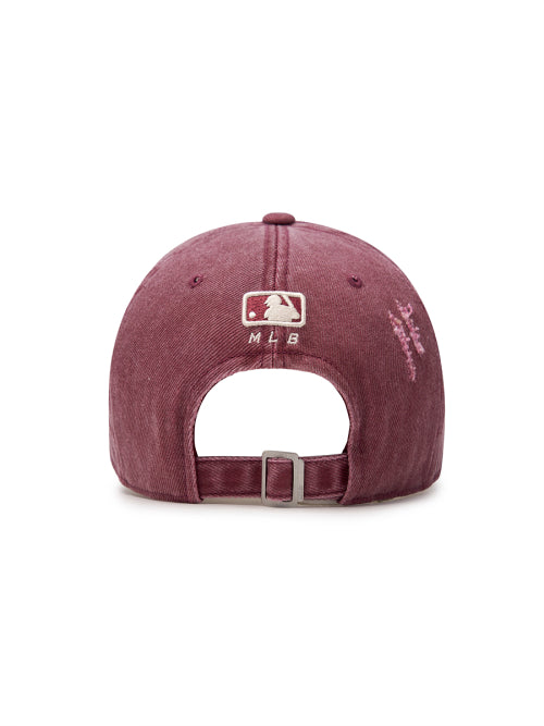 DAMAGE WASHED UNSTRUCTURED BALL CAP NY #KARINA同款! - 6 COLORS BURGUNDY