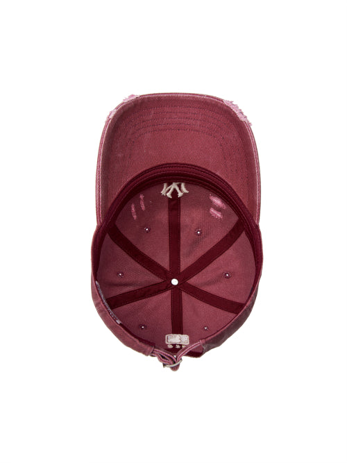 DAMAGE WASHED UNSTRUCTURED BALL CAP LA #KARINA同款! - 6 COLORS BURGUNDY