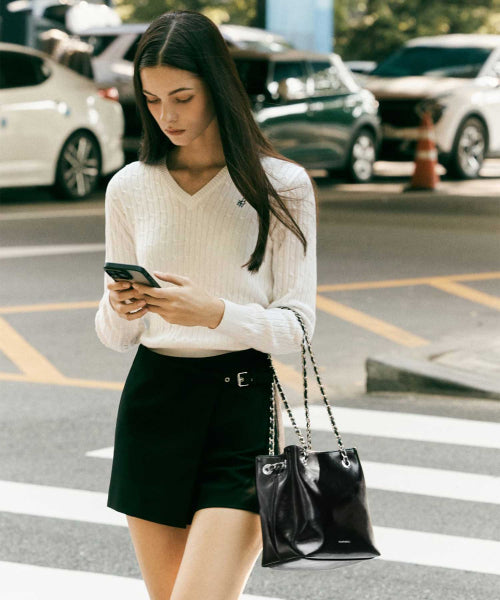 GISELLE CHAIN SHOULDER BAG - 3 COLORS BLACK