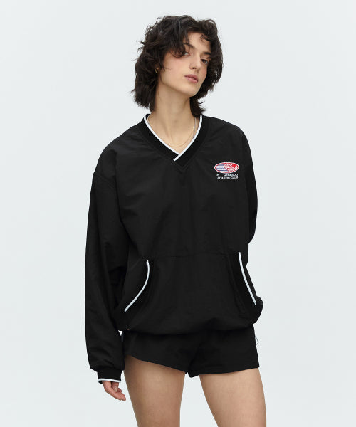 HEARTTRACK VNECK NYLON ANORAK JACKET - 3 COLORS BLACK
