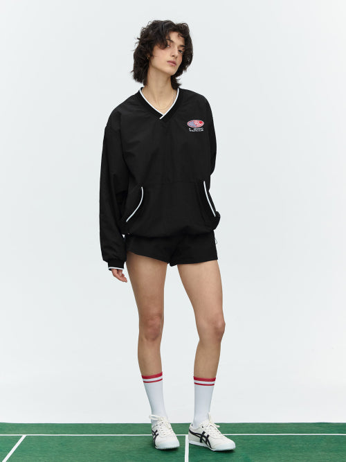 HEARTTRACK VNECK NYLON ANORAK JACKET - 3 COLORS BLACK