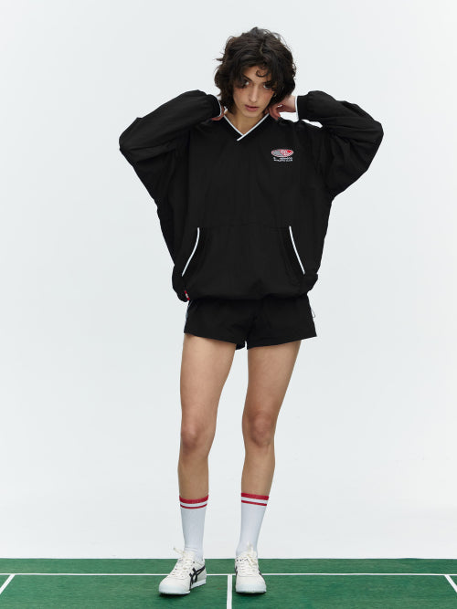 HEARTTRACK VNECK NYLON ANORAK JACKET - 3 COLORS BLACK