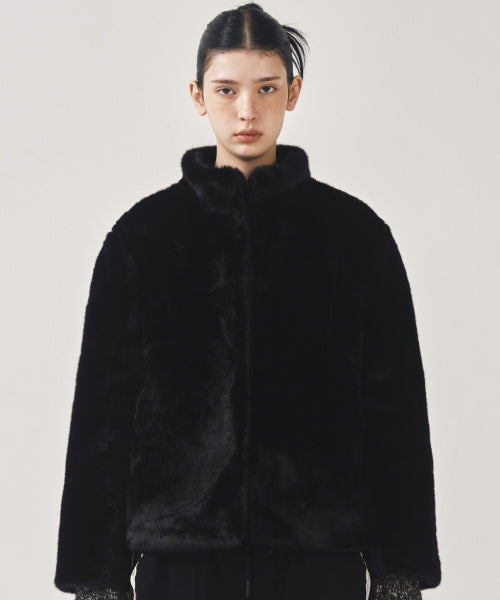 HIGH NECK SOFT FUR JACKET #徐睿知同款! - 2 COLORS AS SHOWN
