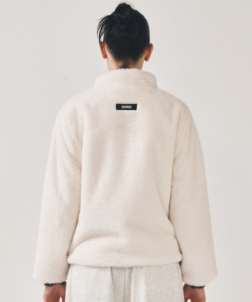 HIGH NECK SOFT FUR JACKET #徐睿知同款! - 2 COLORS IVORY