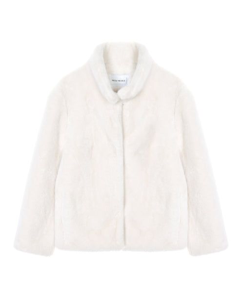 HIGH NECK SOFT FUR JACKET #徐睿知同款! - 2 COLORS IVORY