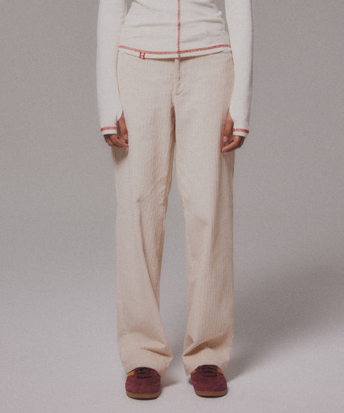 CORDUROY STRAIGHT PANTS - 4 COLORS CREAM