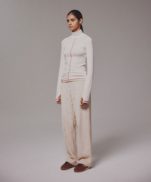 CORDUROY STRAIGHT PANTS - 4 COLORS CREAM