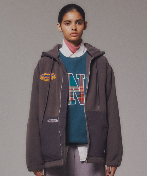 FLEECE HOOD JACKET - 2 COLORS CHARCOAL