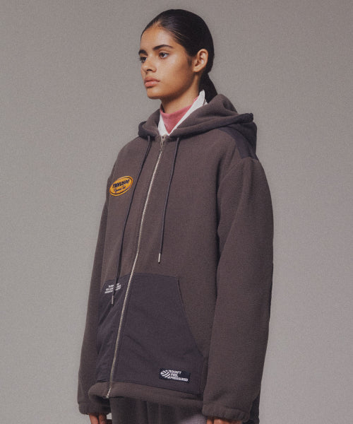 FLEECE HOOD JACKET - 2 COLORS CHARCOAL