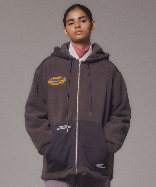 FLEECE HOOD JACKET - 2 COLORS CHARCOAL