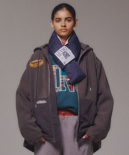 FLEECE HOOD JACKET - 2 COLORS CHARCOAL