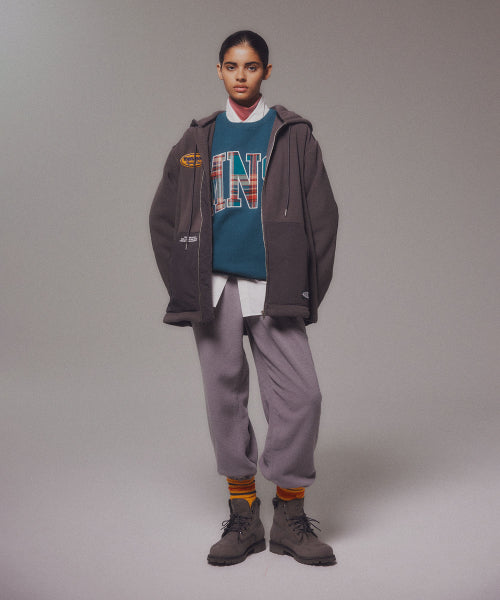 FLEECE HOOD JACKET - 2 COLORS CHARCOAL