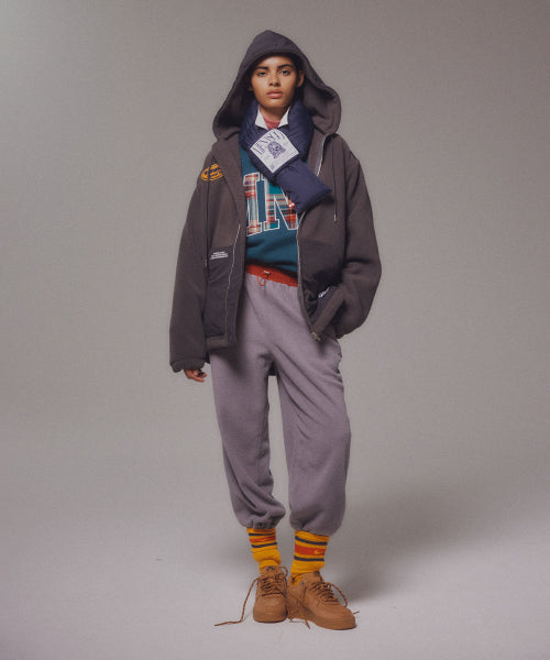 FLEECE HOOD JACKET - 2 COLORS CHARCOAL