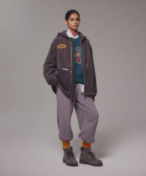 FLEECE HOOD JACKET - 2 COLORS CHARCOAL