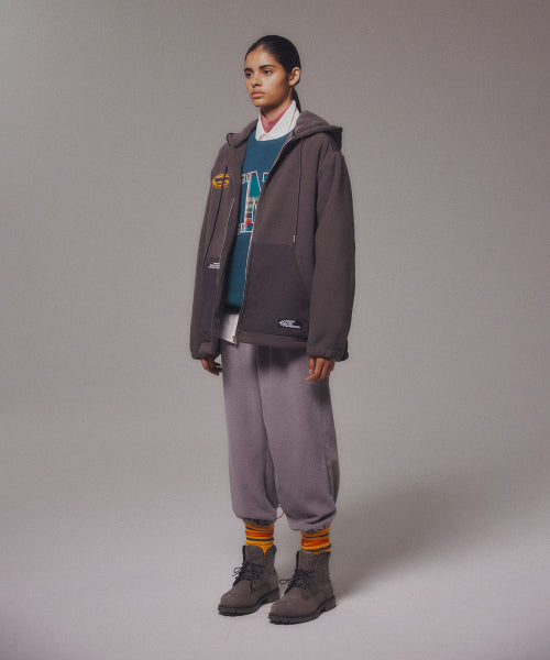 FLEECE HOOD JACKET - 2 COLORS CHARCOAL