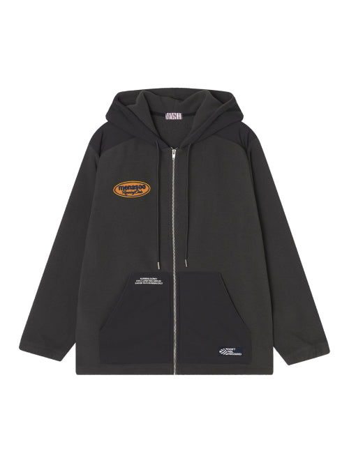 FLEECE HOOD JACKET - 2 COLORS CHARCOAL
