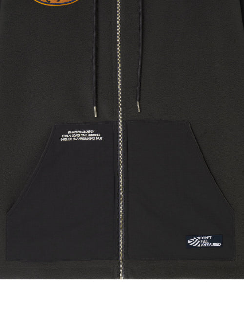 FLEECE HOOD JACKET - 2 COLORS CHARCOAL