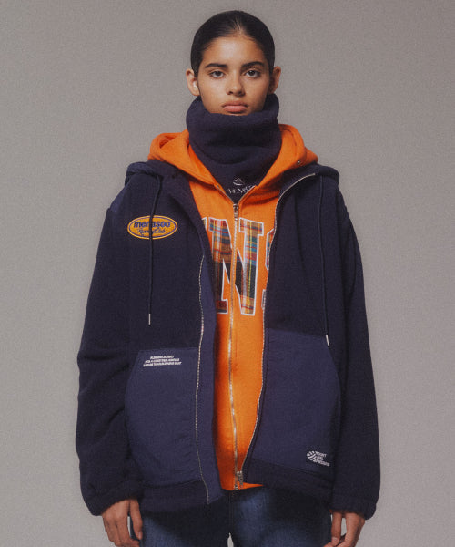 FLEECE HOOD JACKET - 2 COLORS NAVY