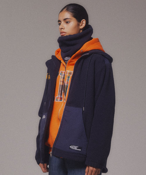 FLEECE HOOD JACKET - 2 COLORS NAVY