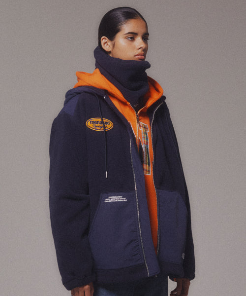FLEECE HOOD JACKET - 2 COLORS NAVY