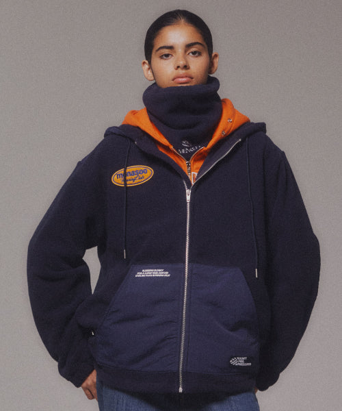 FLEECE HOOD JACKET - 2 COLORS NAVY