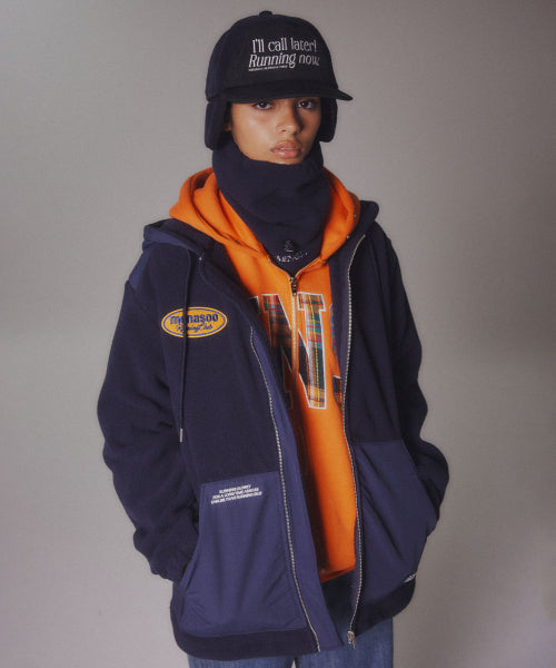 FLEECE HOOD JACKET - 2 COLORS NAVY