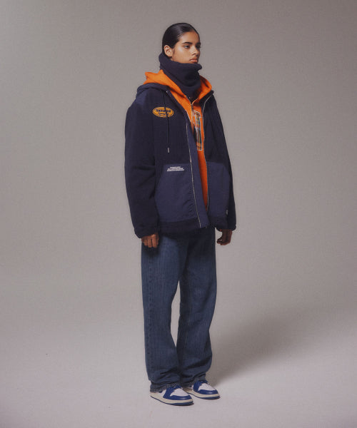 FLEECE HOOD JACKET - 2 COLORS NAVY