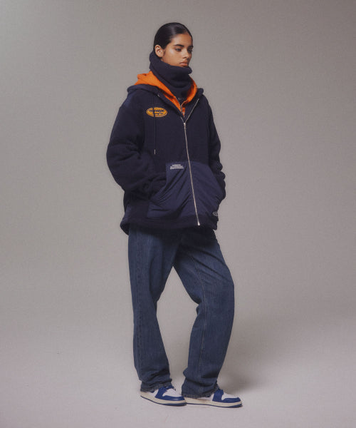 FLEECE HOOD JACKET - 2 COLORS NAVY