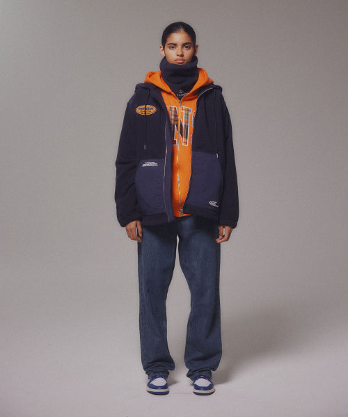 FLEECE HOOD JACKET - 2 COLORS NAVY