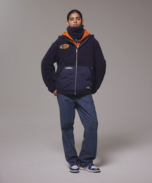 FLEECE HOOD JACKET - 2 COLORS NAVY