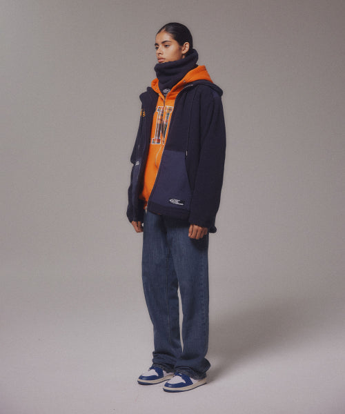 FLEECE HOOD JACKET - 2 COLORS NAVY