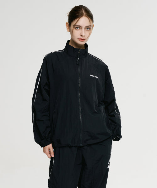 PIPING WINDBREAKER JACKET - 2 COLORS BLACK