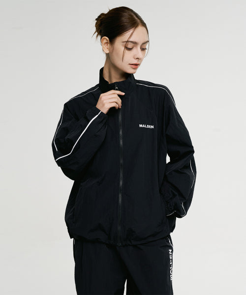 PIPING WINDBREAKER JACKET - 2 COLORS BLACK