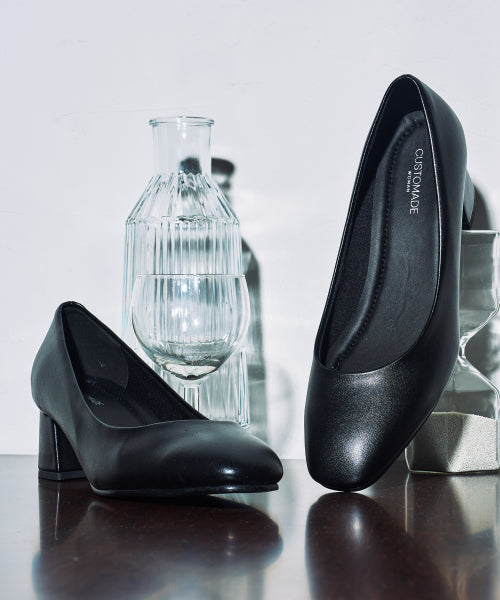 ROUND TOE PUMPS PLATFORM BLACK