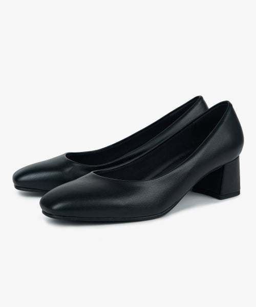 ROUND TOE PUMPS PLATFORM BLACK