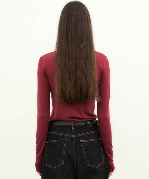 HIGH NECK SLIM TOP #徐睿知同款! - 11 COLORS RED