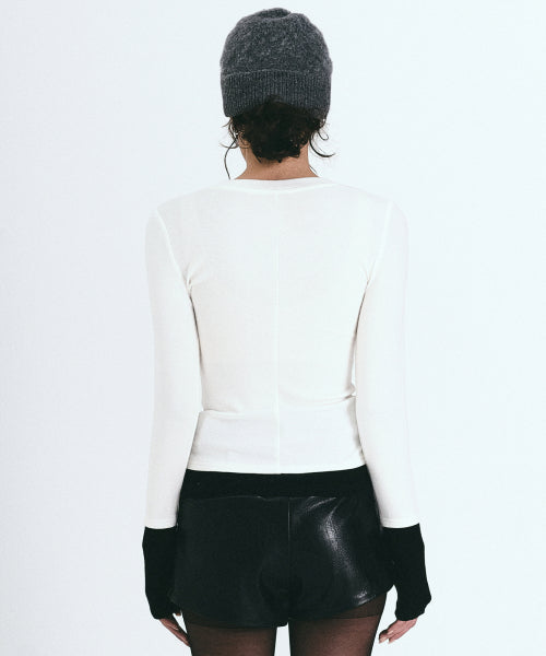 LAYERED PINTUCK LONG SLEEVE TOP #徐睿知同款! - 3 COLORS IVORY