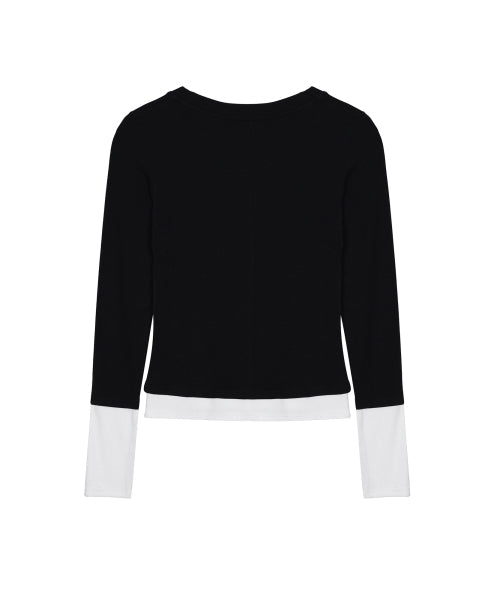 LAYERED PINTUCK LONG SLEEVE TOP #徐睿知同款! - 3 COLORS BLACK